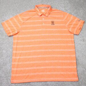 Puma Pounce Stripe Polo Cresting Shirt Mens 2XL XXL Orange TPC Scottsdale Logo